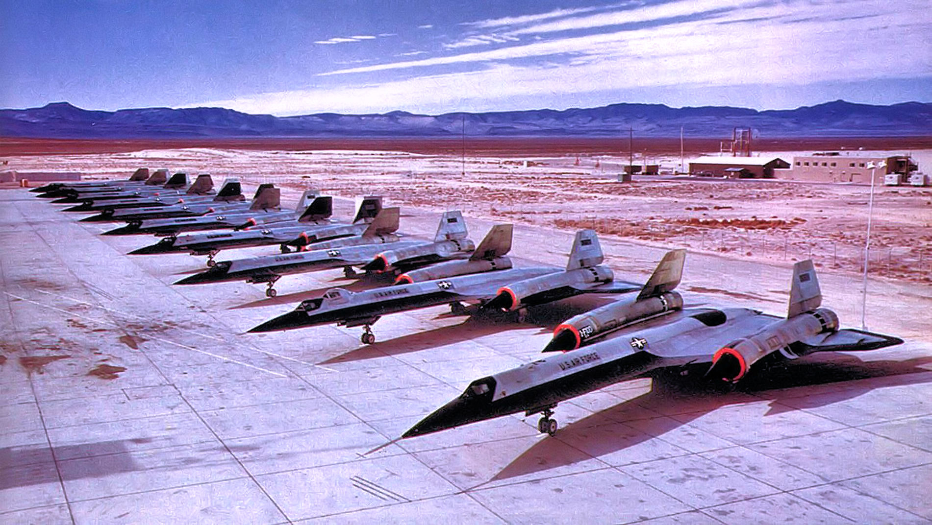 row of A-12 aircraft