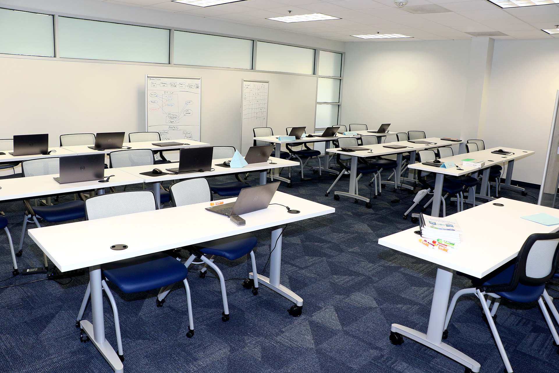 Desks in classroom
